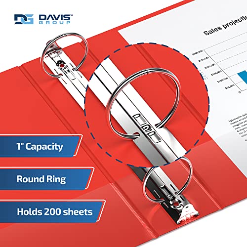 Image of Easyview 3-Ring Binder, Clear-View Cover, 1 inch Round Rings, Red, 6 Pack