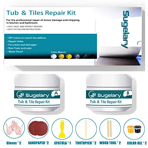 Tub, Tile And Shower Repair Kit (Color Match), Fiberglass Repair Kit, Porcelain Repair Kit For Tubs, Ceramic Toilet Fiberglass Stone Chips Scraps Drill Holes Repair Tub And Tile Refinishing Set #TOP1