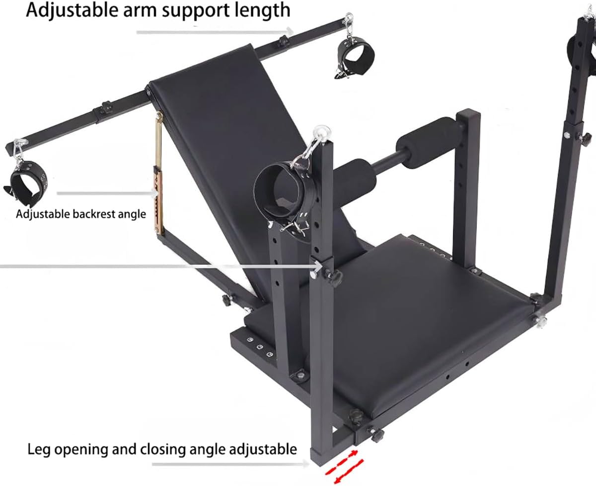 Obedience Bench with Adjustable Bondage Chair, Artificial Leather Cuffs and Carbon Steel Pad (Sex Chair)