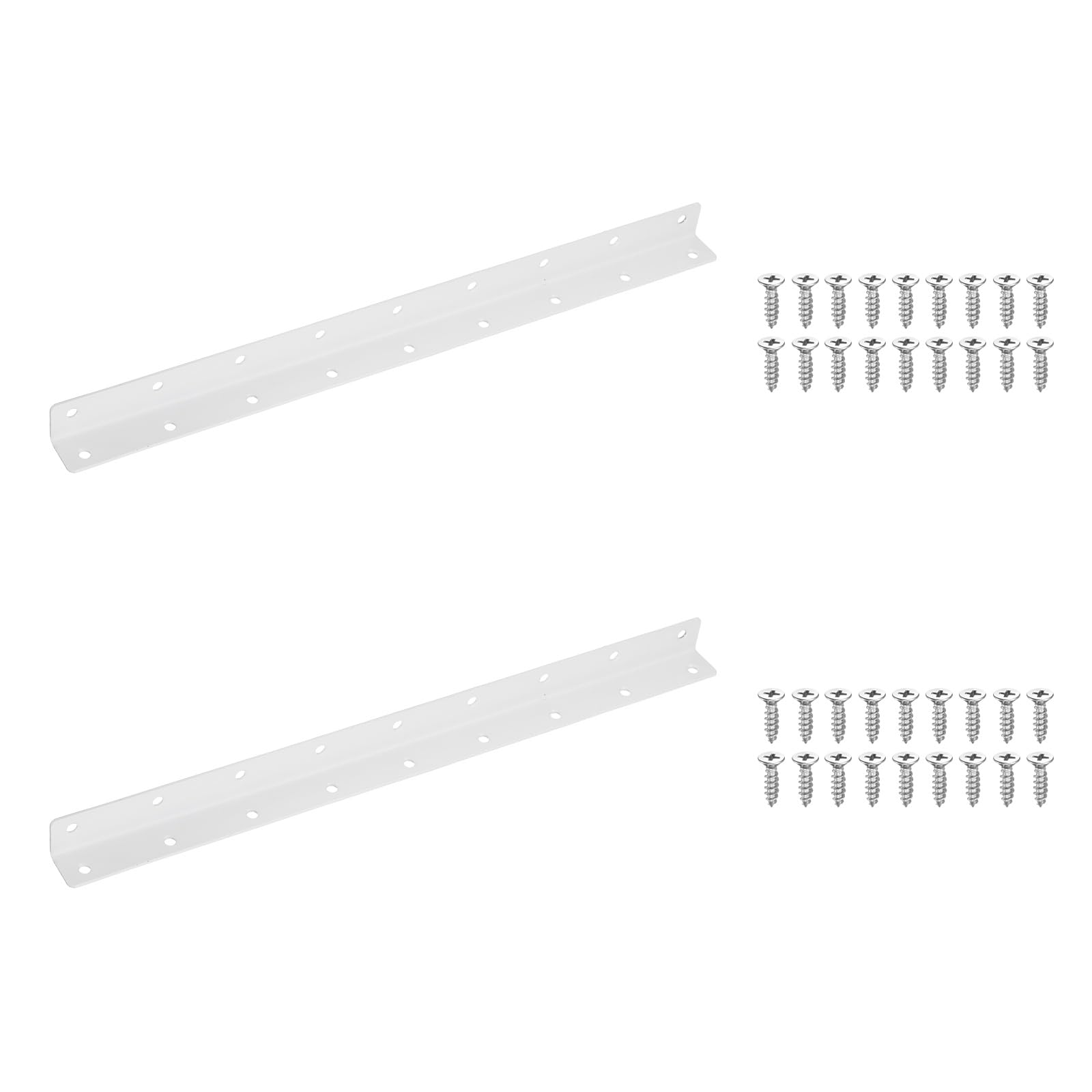 sourcing map 2 staffe a L, staffe angolari in acciaio inossidabile, staffe angolari a 90 gradi con viti per mensole in legno, tavolo, sedia, armadi, librerie (425 x 25 x 25 mm, bianco)
