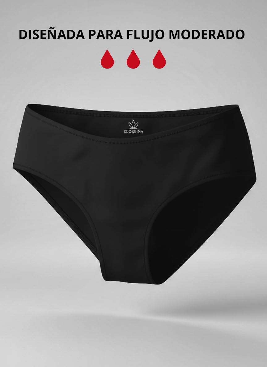 Bikini Menstrual Mujer | Parte Inferior Bañador Menstrual | Tiro Bajo, Tiro Alto y Brasileña | Absorbe sin Tampones | Tallas XS-XL