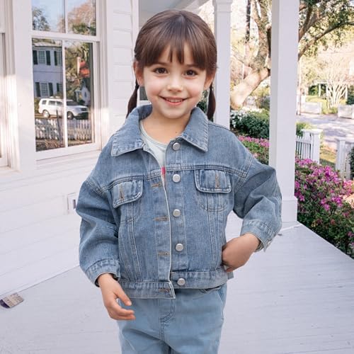 TOMAY Personalized Kids Denim Jacket with Names, Custom Long Sleeve Denim Jacket for Girls, Spring & Fall Jackets3