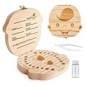 Youyu77 Doos Opslaan Tanden Jongens Meisjes Gift Kinderen Souvenir Hout Accumulatie, Thuis Textiel Opslag voor Ramadan Halloween Kerst: