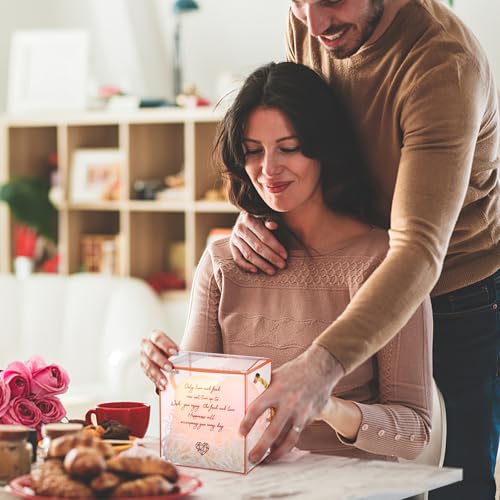 Mini lámpara nocturna corazón grande rosa con caja de rafia miniatura 7