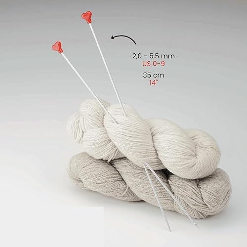 Miniatura 7 de Yarn Ave addi Novel - Agujas rectas de aluminio ligero de 14 pulgadas (13.8 in), ergonómicas y cómodas, para bufandas, suéteres, tops (0.157 in (US