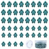 EL PAQUETE INCLUYE: 100 cuentas turquesas de tortuga de 6 mm y 8 mm (las cuentas de tortuga están hechas de turquesa sintética. ) + 1 rollo de hilo elástico de 10 m + contenedor de perlas de plástico de 1 piezas