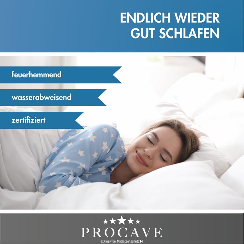 PROCAVE - Coprimaterasso Impermeabile in Blu, Traspirante e Lavabile, 80 x 190 cm, per Materasso Altezza 22 cm, Made in Germany