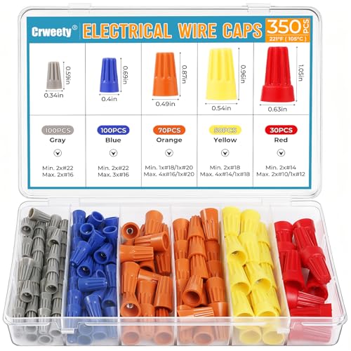 350 Pcs Electrical Wire Connectors Kit, Wire Connector Nuts Assorted, Small Wire Assortment Nuts...