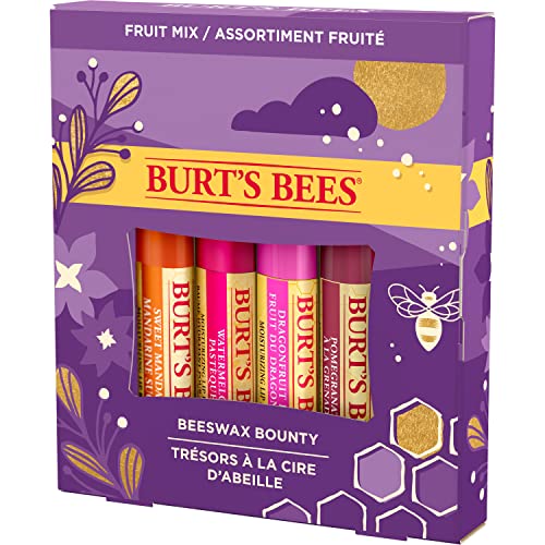 Burt's Bees Christmas Gifts, 4 Lip Balm Stocking Stuffers Products, Beeswax Bounty Set - Pomegranate, Sweet Mandarin, Coconut And Pear & Watermelon #TOP7