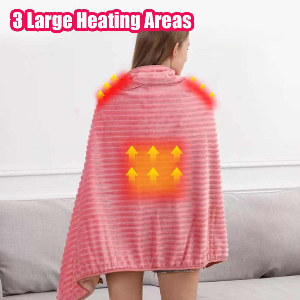 WOOLALA Couverture châle chauffante USB en polaire avec fermeture à pression, 3 réglages de température pour la maison, le bureau, l'extérieur, lavable en machine (140 x 80 cm)