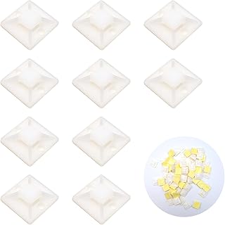 Bitray Cable Zip Tie Mounts 1x1 Inch Zip Wire Tie Mounting Base Self Adhesive Tie Mount White - 100pcs