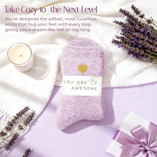 Image of American Trends Coral Fleece Cloud Fuzzy Socks Ultra-Soft Warm Sleep Socks Cozy Unisex Self-Care Gifts Boo Basket Stuffers