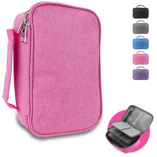 Estojo Box Escolar Grande 100 Lápis Nylon Com 72 Elásticos (Rosa)