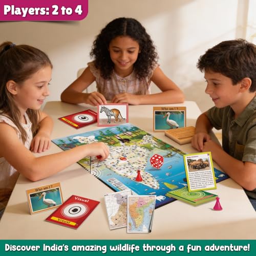Image of Creative's Indian Wildlife Adventure | Discover The Exotic Wildlife of India Recognizing Animals from Visual Cards | Educational Board Games | Children Development Cards Game for Kids Ages 8 & Up