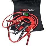 Justin Case Smart 16 Foot 6 Gauge Heavy-Duty Jumper Cables with Integrated Built-In Voltage Meter & 365 Days of Roadside Assistance