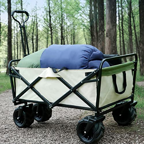 WHYUNM26 Zusammenklappbarer, Zusammenklappbarer Outdoor-Hilfswagen Camping-Picknickwagen mit Verstellbarem Griff und Großem Stauvolumen 4-Rad-Faltbarer Trolley – Bild 3