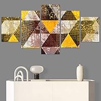 SIGNWIN 5 Panel Canvas Wall Art Modern Art Contemporary Dramatic Geometric Mixed Media Multicolor Patterns for Home Decorations Ready to Hang - 60