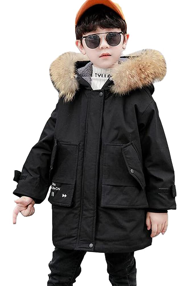 Cappotto da bambino e bambino, invernale, con cappuccio e pelliccia