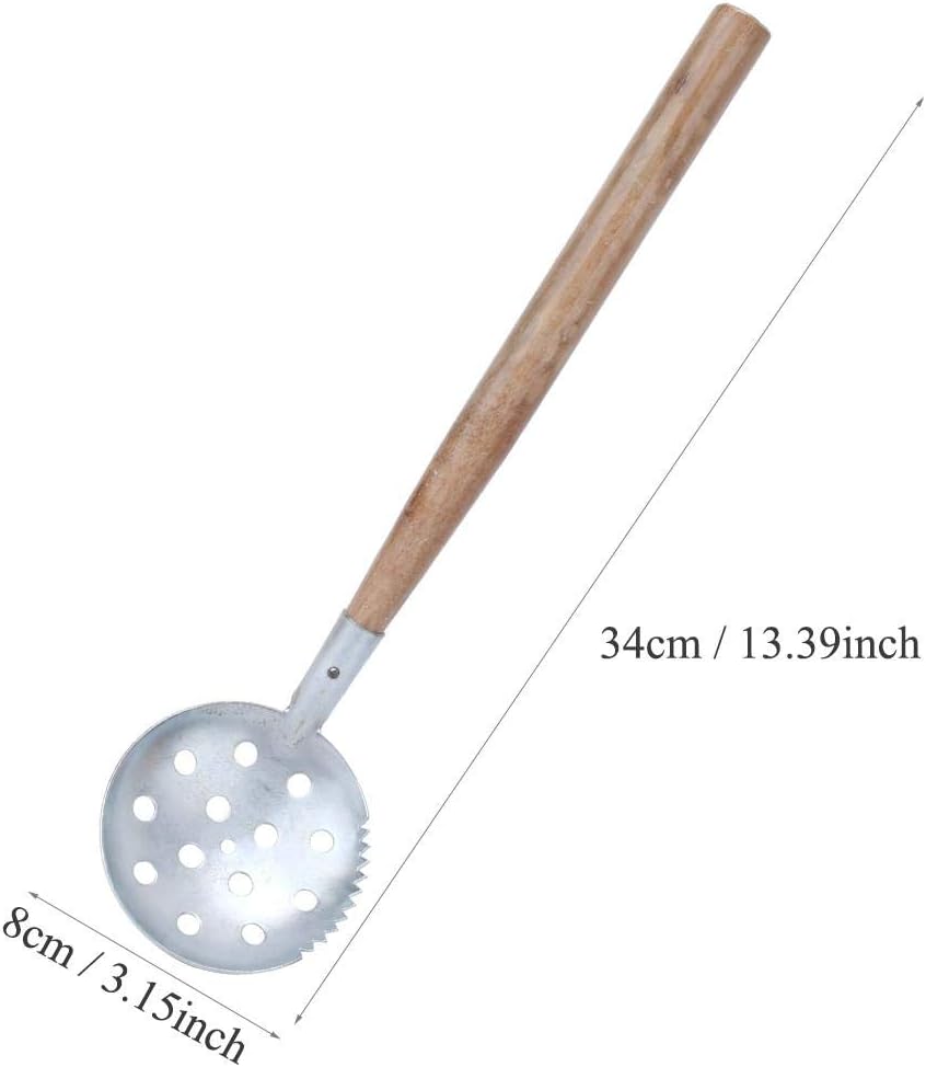 2 Pcs Ice Fishing Scoop Skimmer Ice Slush Scoop with Wood Handle Winter Outdoor Fishing Shovel Ice Tools,Metal Wood Design