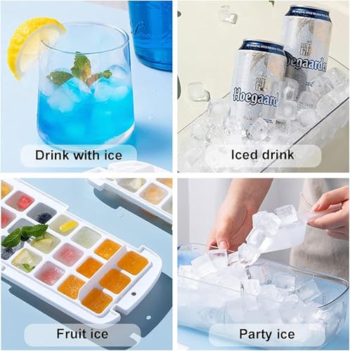 Image of Ice Cube Molds with Lid,Big Silicone Ice Cube Tray for Whiskey,2Inch Square Ice Cube Tray,Easy-Release Ice Mold,Giant Ice Cubes for Bourbon Cocktail (1, Blue-48)