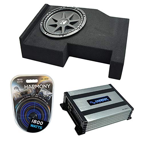 Harmony Audio Kicker Bundle Compatible with 2014-UP Chevy Silverado Crew Cab C12 Comp Single 12