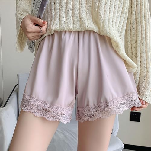 3 Pack Women's Half Slip Shorts for Under Dresses Bow Lace Satin Shorts Pettipants Half Slip Culotte Shorts Split Skirt4