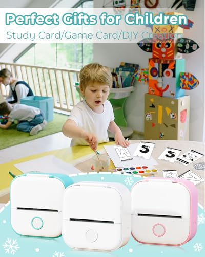 Image of Memoqueen Mini Sticker Printer, T02 Thermal Print Pods Mini Printer Sticker Maker Machine, Gift for Valentine, Birthday, Impresora Portatil, Diaries, Memos, Photo, Compatible with iOS & Android