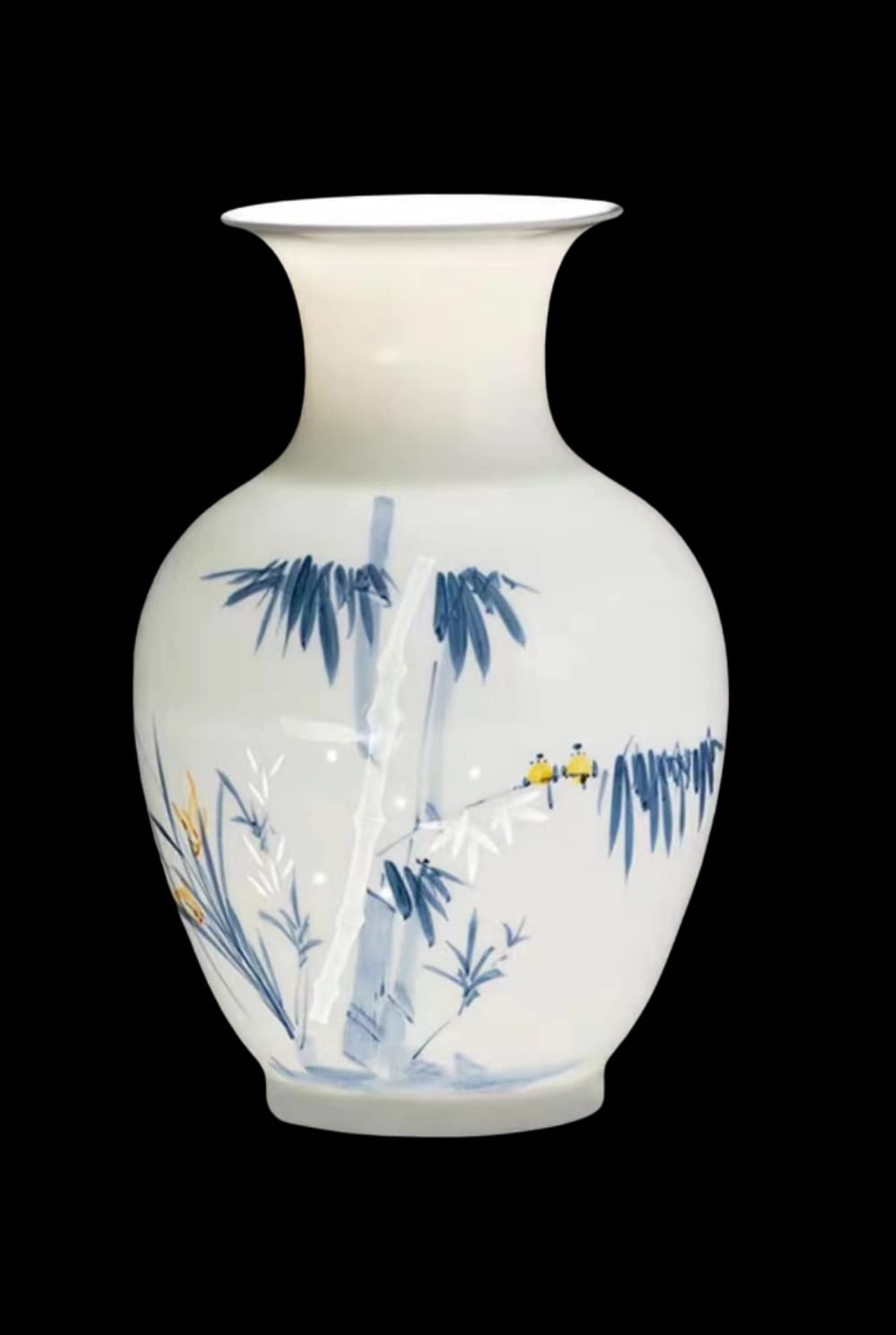 Vase Tabletop Chinese Ceramic White Large Porcelain Flower Antique Traaditional Decorative 24.5 * 15.5cm