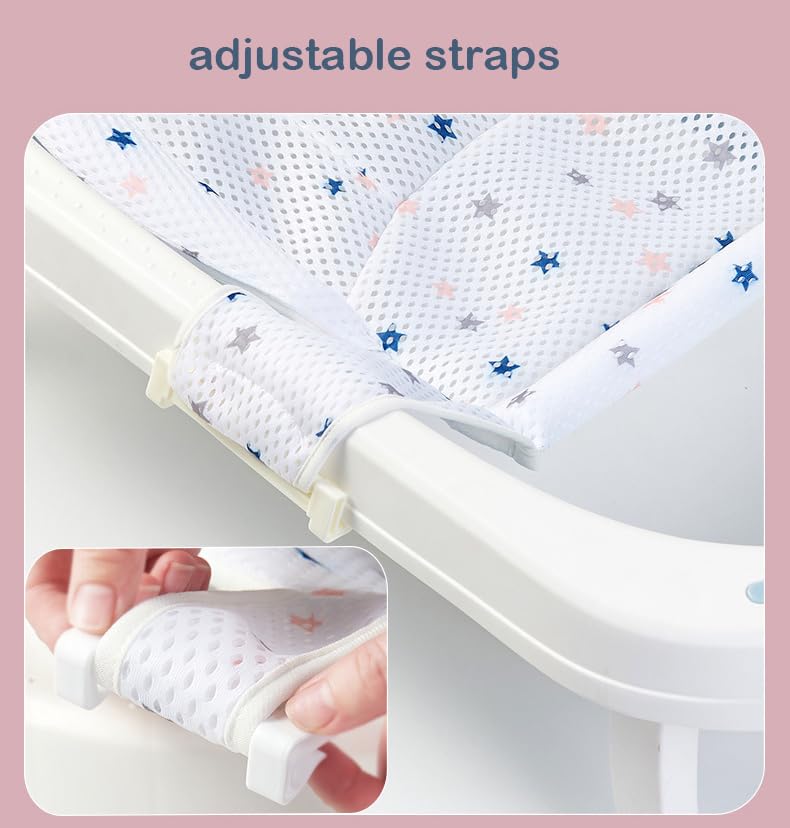 Image of Baby Flotation Bath Cushion Infant Bath Seat Support Net Newborn Bathtub Mesh Pad with Pillow Baby Shower Lie Seat Toddler Bathing Shower Breathable Mat for 0-24 Months