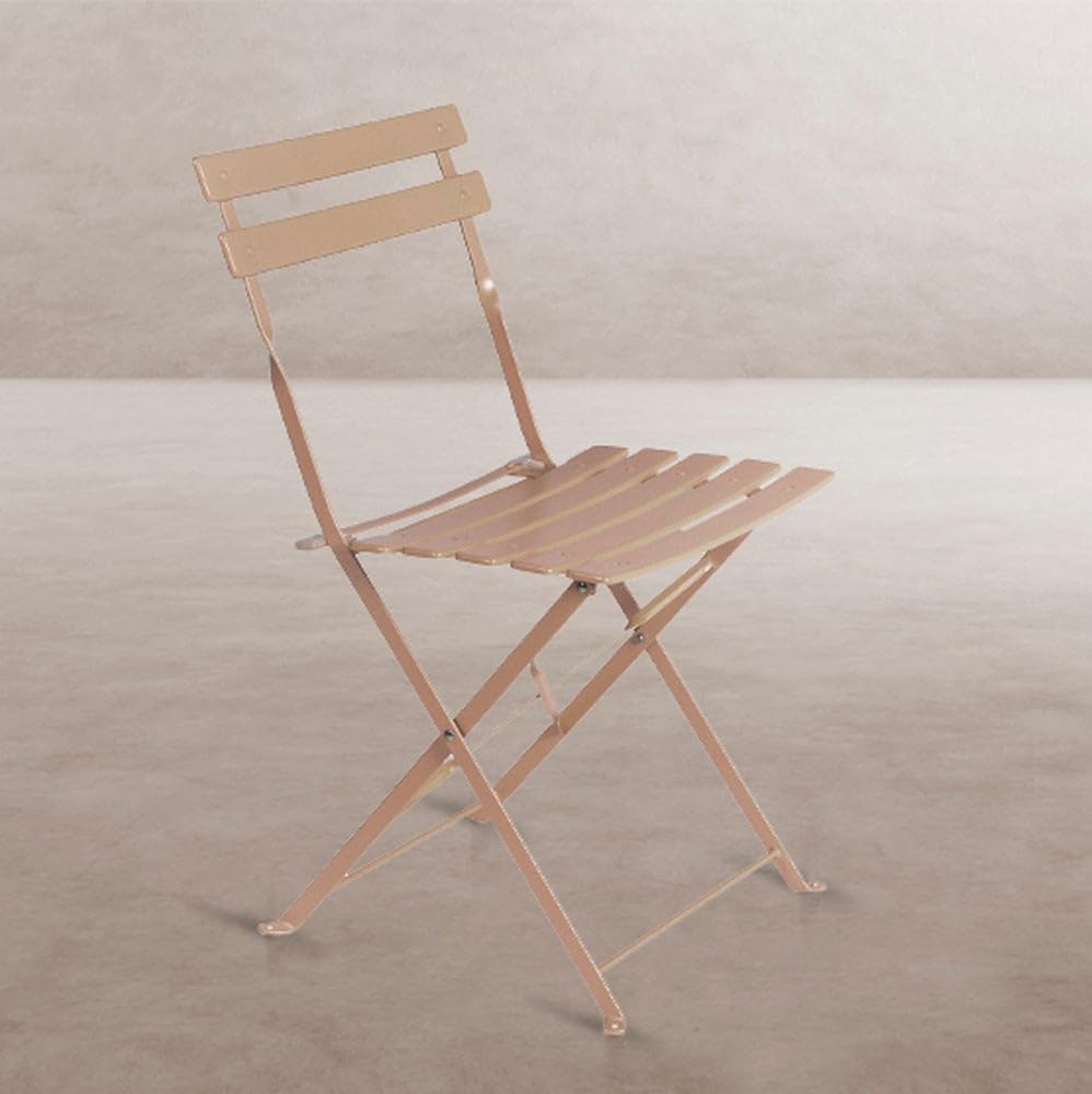 LOLAhome Set 2 Sillas jardín Plegables Sira Acero Taupe 41x46x80 cm | Tratamiento Epoxi para exterior.