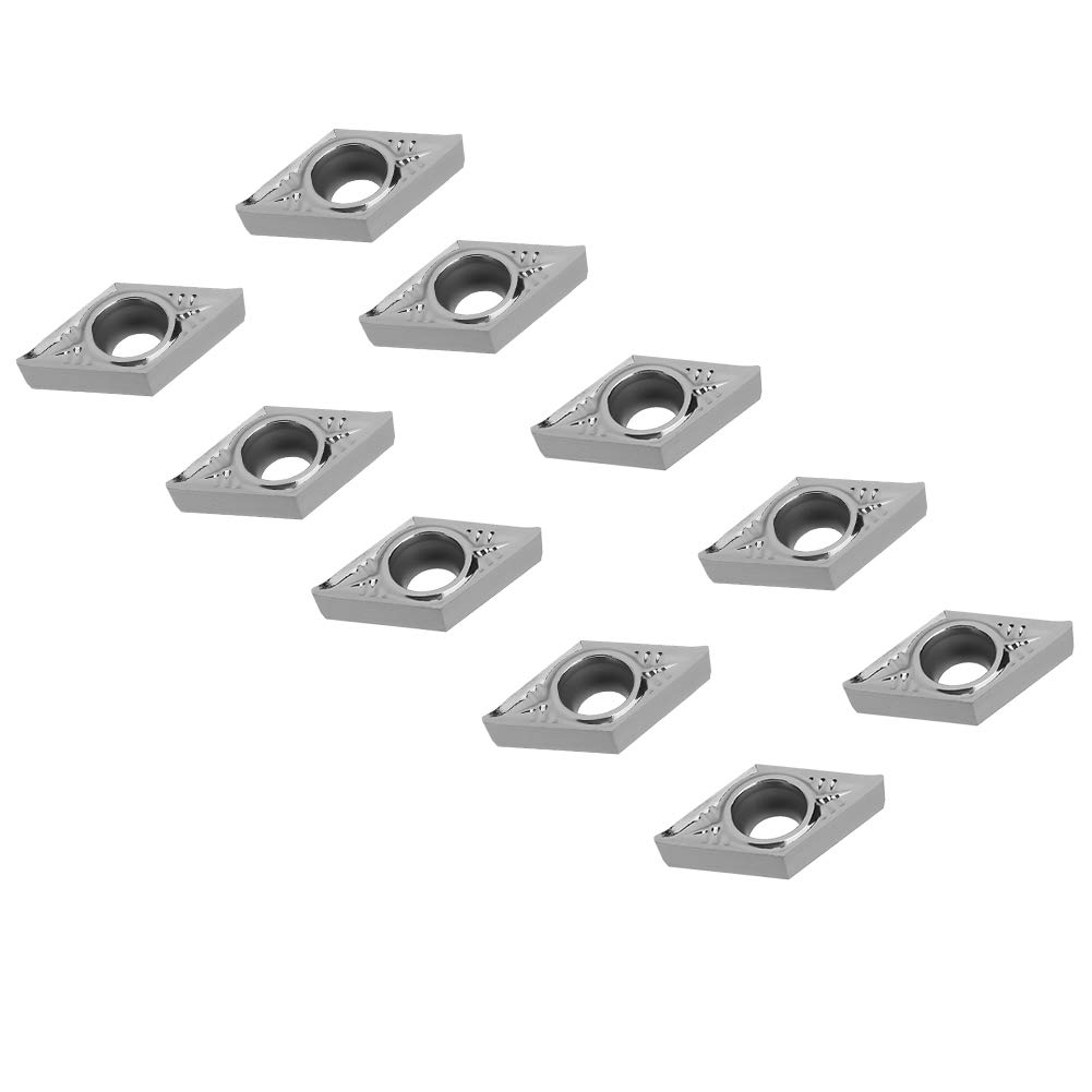 Insertos de puntas de carburo CNC de 10 piezas, DCGT11T304-AK H01/DCGT32.51-AK H01 Insertos de fresado de torno de cuchilla de carburo Herramienta de torneado con caja para acero ordinario, acero inox