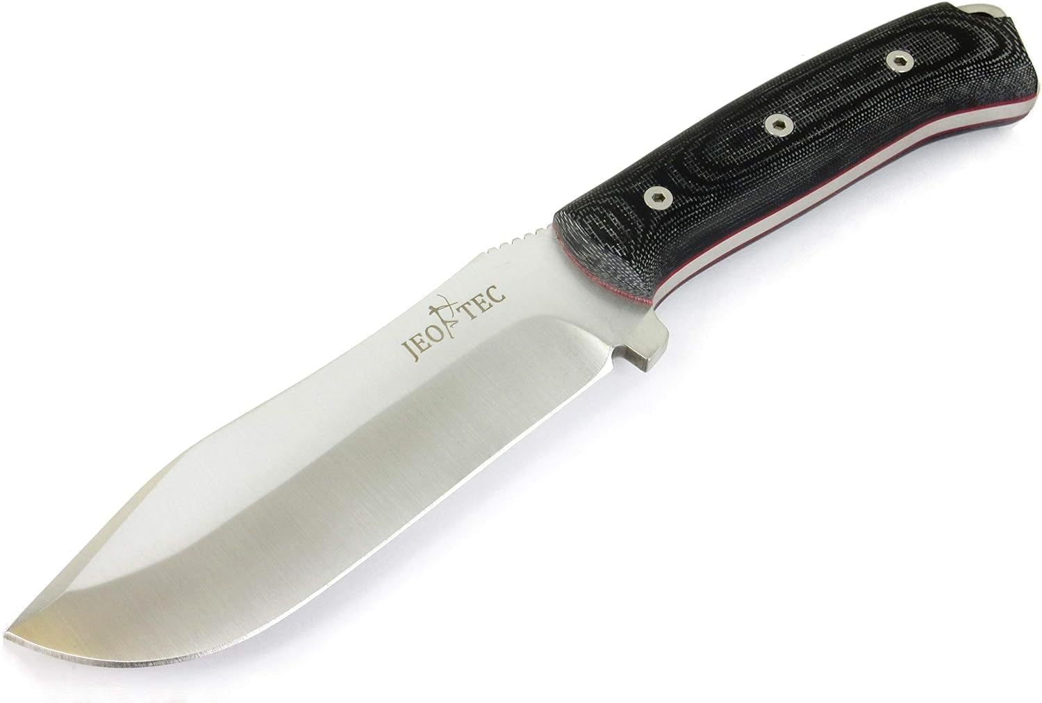 JEO-TEC Nº45 Coltello da Sopravvivenza Campeggio Caccia Outdoor - Fodero per Cintura in pelle + Pietra per Affilatura + Ferrocerio (firesteel) compresa - Fatto in Spagna
