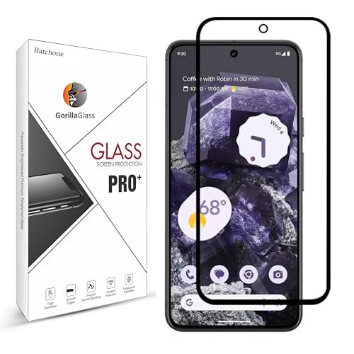 Image of BATCHONE Tempered Glass Screen Protector Compatible for Google Pixel 8A (Black) with Edge to Edge Coverage and Easy Installation kit