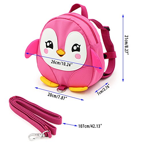 Hipiwe Baby Toddler Walking Safety Backpack Little Kid Anti-Lost Travel Bag Harness Reins Cute Penguin Toddler Bookbag Mini Backpacks With Safety Leash For Boys Girls 1-3 Years Old #TOP2