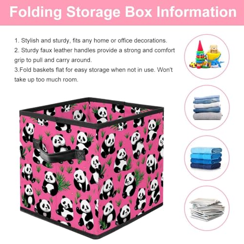 Grand cube de rangement panda rose idéal pour organiser le salon