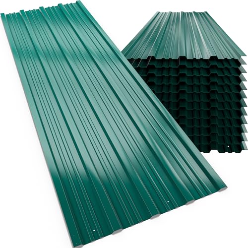 GARDEBRUK® 12x Corrugated Metal Roofing Sheets 129x46cm Green | For Garden Shed Metal Sheds Plastic Sheds & Greenhouse 7m² Galvanised Roof Panels Outdoor Storage Bin Store Bike Shed product thumbnail 8
