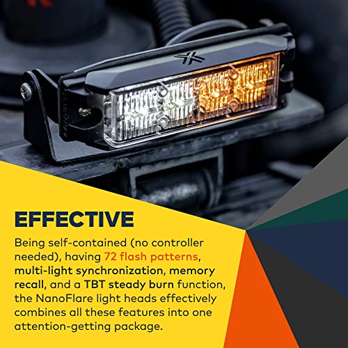 Image of LAMPHUS NanoFlare 4 inch 4W Amber LED Surface Mount Police Grill Strobe Warning Lights [SAE Class 1] Orange 12V Rectangle Grille Flashing Emergency Fire Light Head for Service Tow Work Truck Car