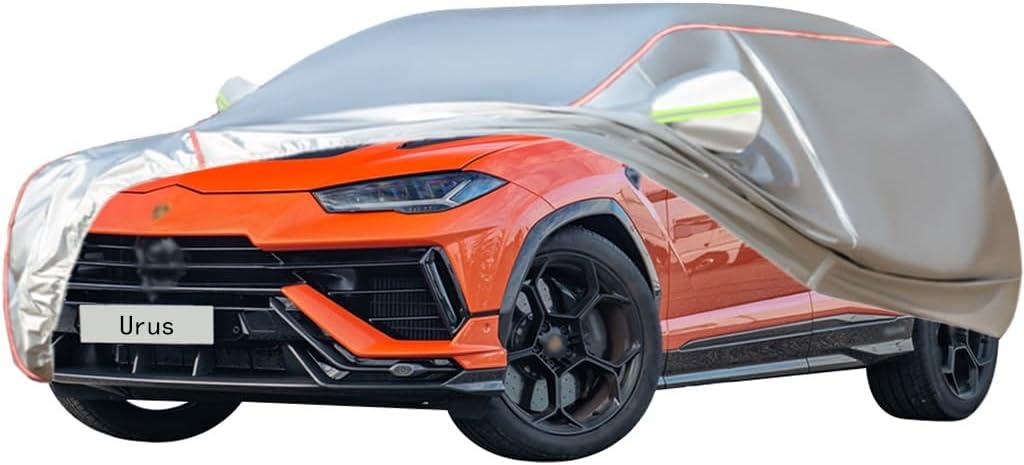 WOLWES Car Covers are Suitable for 2019-2023 Lamborghini Urus,Water, Rain, Sun and Snow Resistant Oxford Fabric Car Cover,with Side Door Zip (Color : White, Size : Urus Performante)