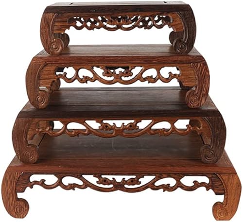Miniatura 4 de GOLDY&WENDY Base de madera china hecha a mano de palisandro tallado artesanía pedestal florero planta Buda ornamental piedra soporte