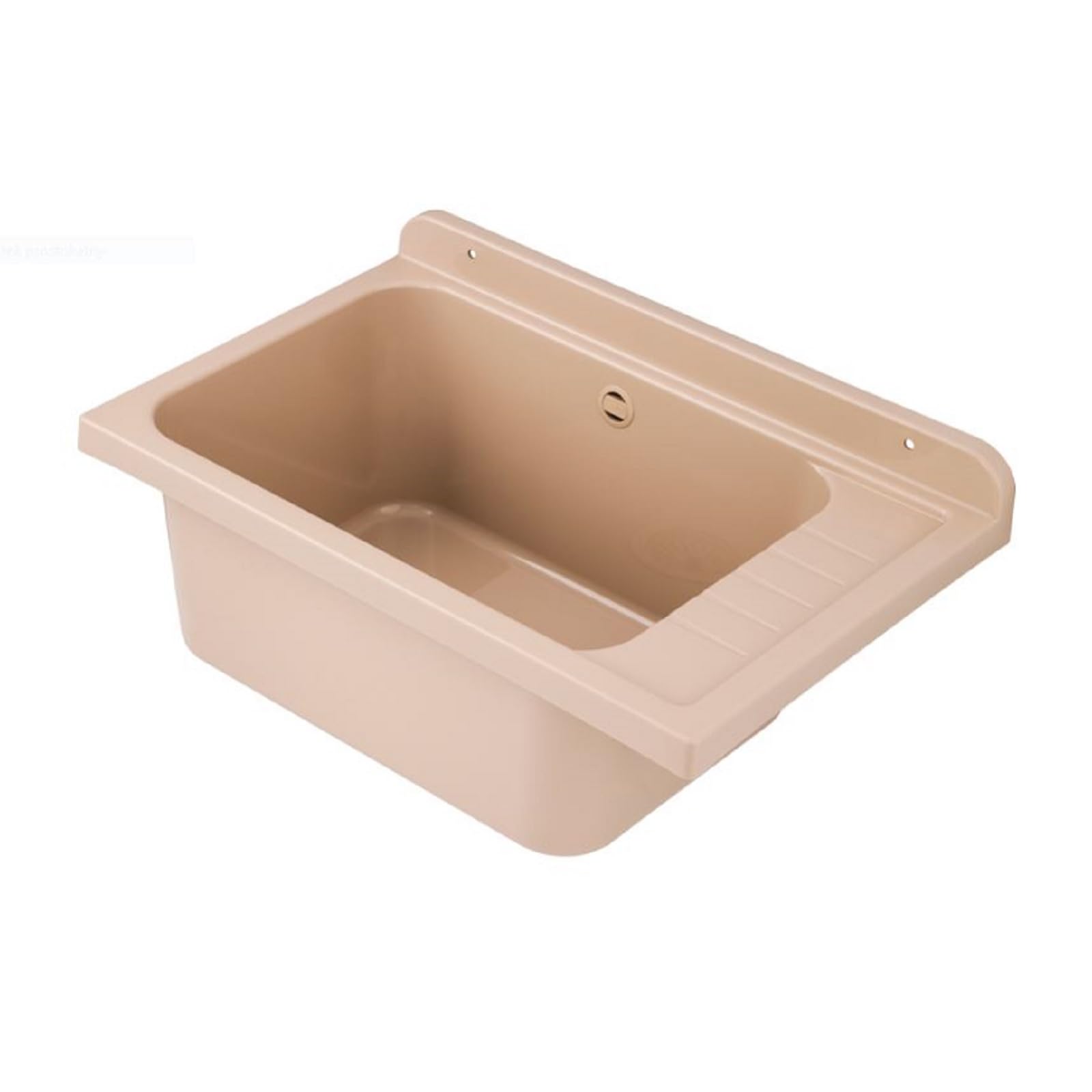 Lavandino, catino, lavandino in plastica per esterno, giardino, garage, cantina, stanza di lavaggio, officina (Beige)