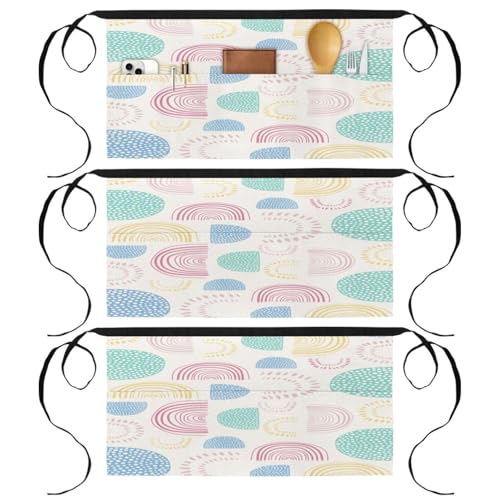 Demi-tablier de cuisine pour pâtisserie et bistrot au style botanique coloré