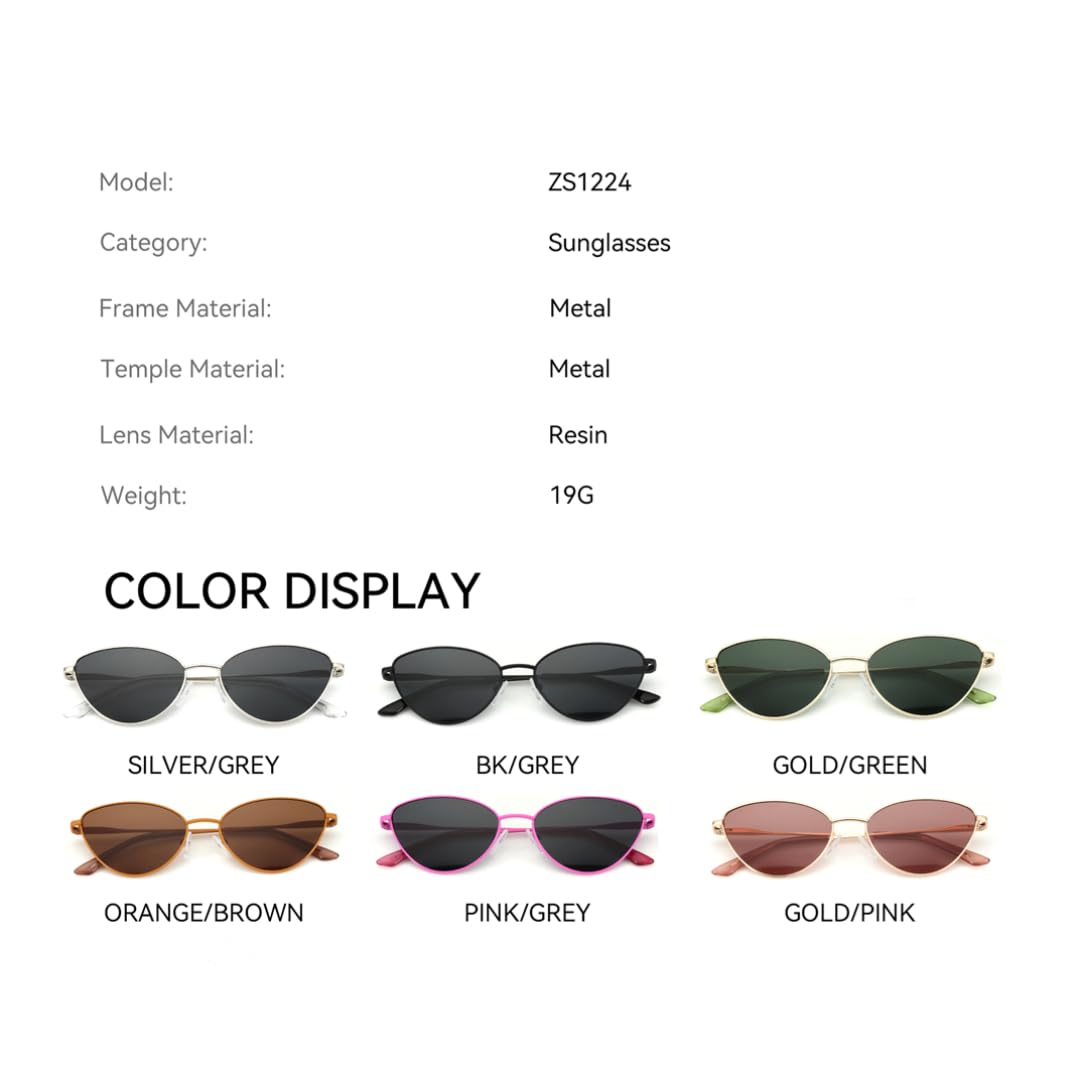 Metall-Sonnenbrille für Damen, Cat-Eye-Gestell, polarisiert, UV400 (003 GOLD GRÜN)