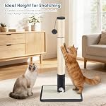 30 in Tall Cat Scratching Post,Thick Natural Sisal Scratcher with 15.8" Large Sisal Base, Interactive Hanging Pom-pom Ball & Plush Mouse Toy, Stable Cat Furniture of Indoor Cats - Image 6