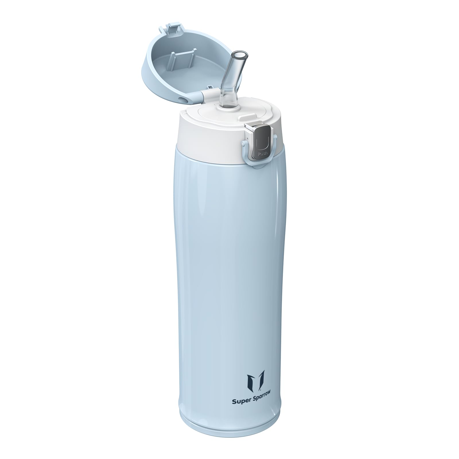 Super Sparrow Borraccia con Cannuccia, Acciaio Inox Bottiglia Termica - 350ml, 500ml, 750ml - Senza BPA Tazza Termica, Bottiglia Termica per Bambini, Scuola, Sportiva, Campeggio