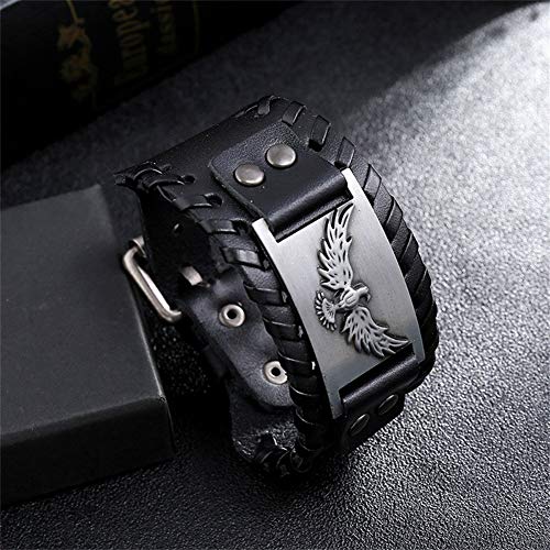 Image of GelConnie Viking Bracelet Punk Leather Cuff Bracelet Gothic Leather Wristband Bracelet with Nordic Amulet Scandinavian Talisman Celtic Pagan Jewelry