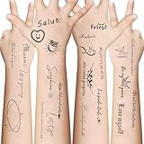 Inspirational Quotes Words Temporary Tattoos for Teens - 10 Sheets Birthday Party Favors Decorations Supplies Bulk Realistic English Words Fake Tattoo Stickers for Teens Rewards Gifts