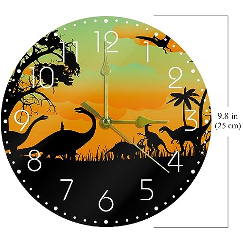 Horloge murale silencieuse dinosaure acrylique pour éliminer le tic-tac - 7