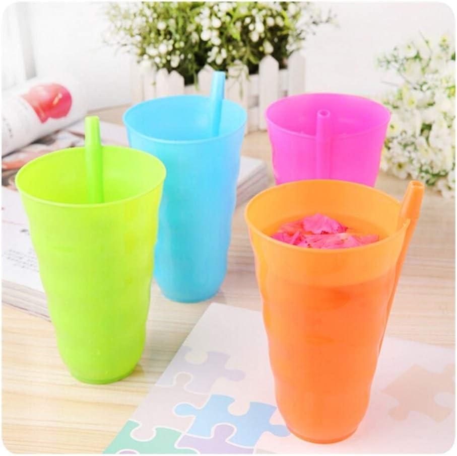 SHUHAO 1 pz Tazza di Latte Con Costruito In Tazza di Bevanda di Paglia Casa Tazze Colorate Built-In paglia