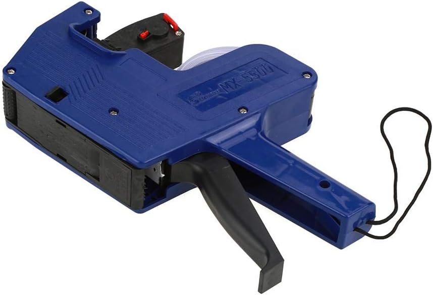 MX-5500 Labeler Price Tag Gun with Labels Kit 1 Line 8 Digits Plastic Price Marker Retail Tool Include 1 roll Price Gun Stickers & 2 Ink Refill Multiple Currency Symbols for Handheld Labeling(Blue)