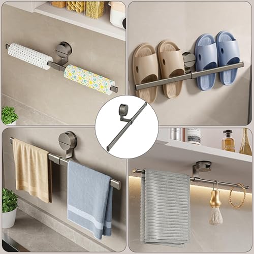 Porte-serviettes mural 60 cm support torchon et drap de bain sans percer - 8